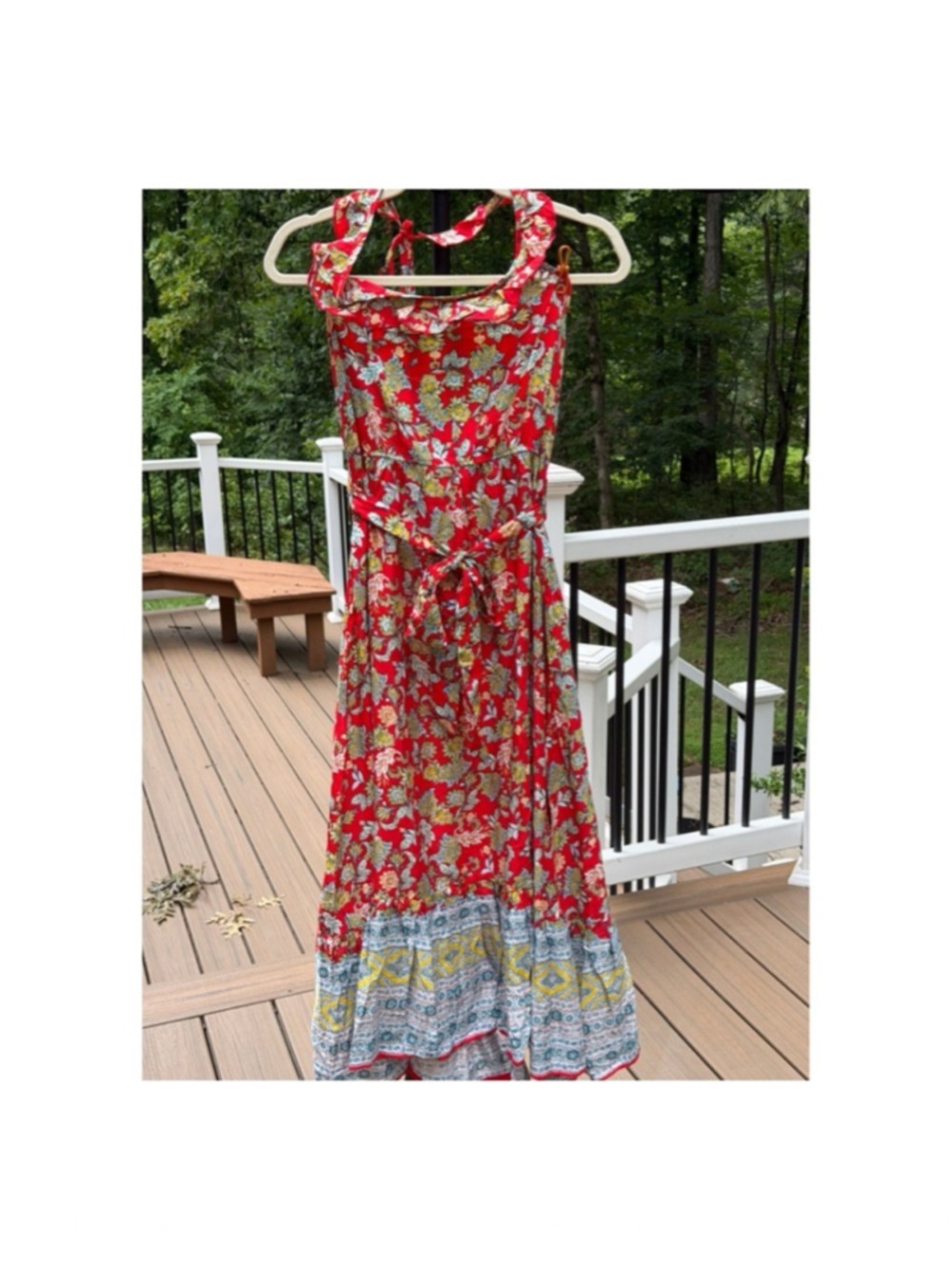 GLM Clothing Red Floral Midi Dress Size L (NWT)